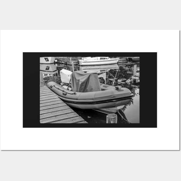 Inflatable boat moored on the River Ant, Norfolk Wall Art by yackers1
